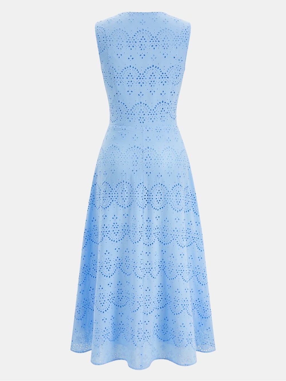 Commense Scallop Eyelet Midi Dress in Light Blue - Picture 3 of 4